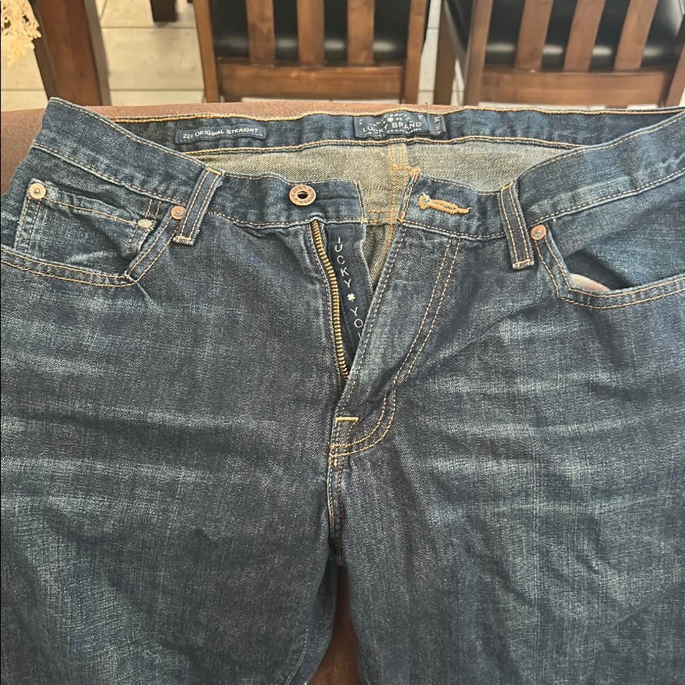 Lucky Brand Blue Relaxed Jeans with Distressed Look